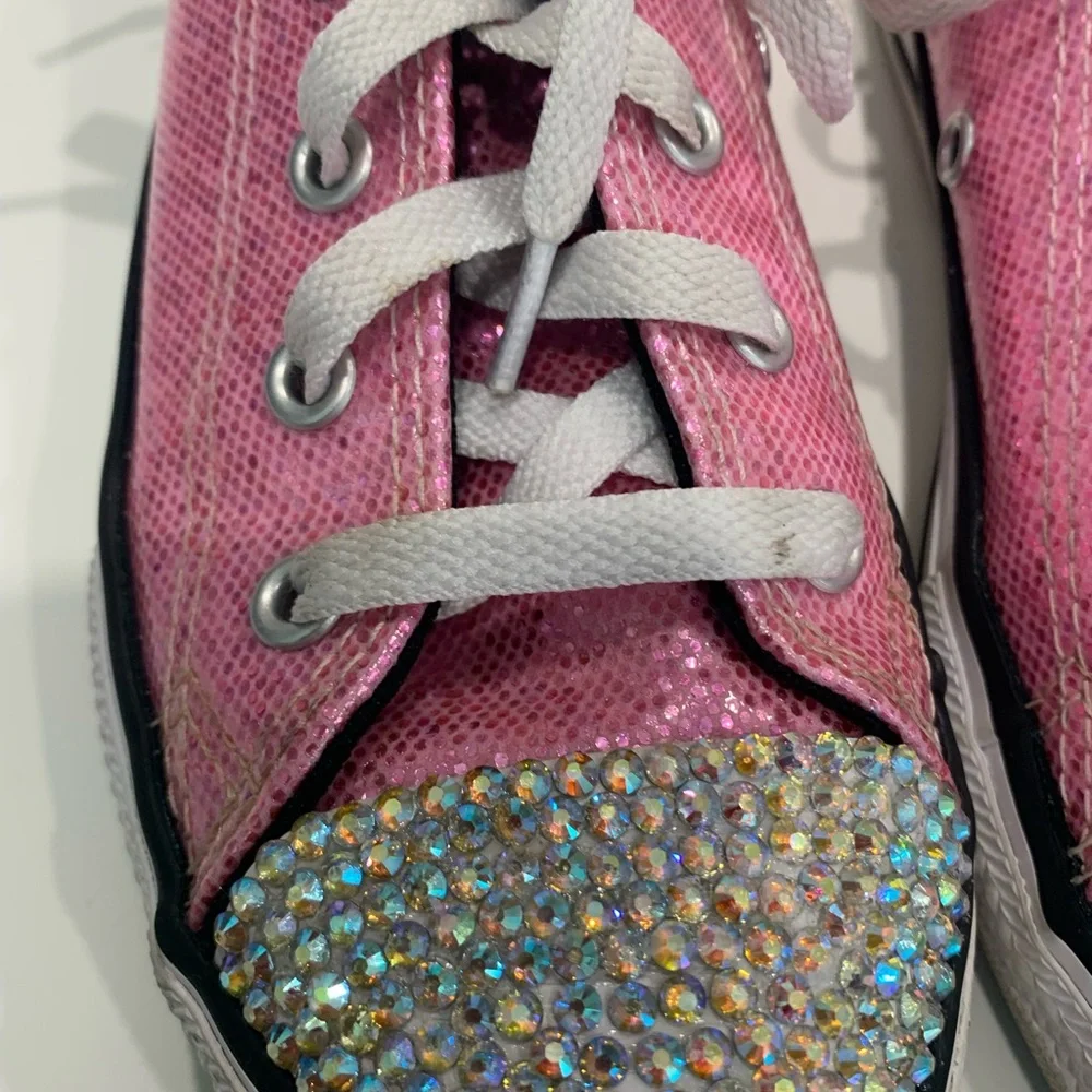 Converse Pink Sequin Sneakers Bling Sparkle Crystal 2 girls custom chucks